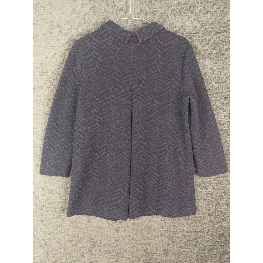 J. Mclaughlin Sweater Womens‎ M Blue Black Pullover Cowl Neck Textured